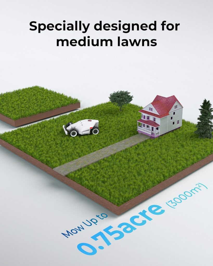 MAMMOTION LUBA AWD 3000, Perimeter Wire Free Robotic Lawn Mower for 0.75 Acre Lawn 65% Slope, APP Control with Virtual Boundaries, All-Wheel Drive, Multi-Zone Management, Low Noise Less Than 60 dB(A)