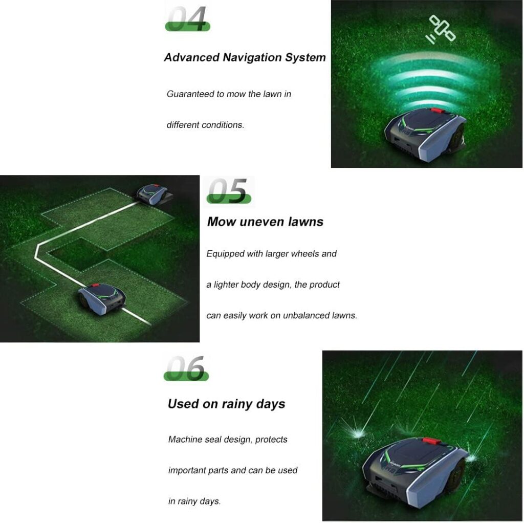 Automatic Robotic Lawn Mower, App Control, with Virtual Boundaries, Ultra-Quiet, Route Plan, Automatic Charging, for Small to Medium Yards